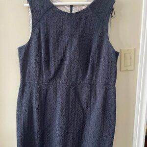 Planet - dress navy - lace overlay over taupe lining - size 14
